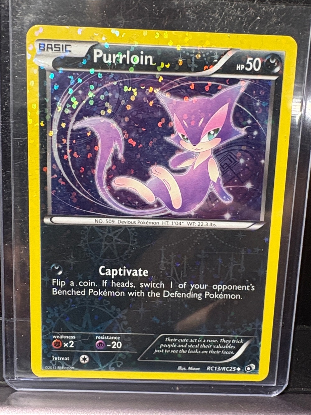 14. Purrrloin Pokémon Card with Holographic